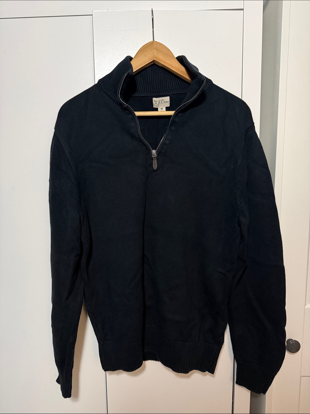 J. Crew Men's Dark Navy Half-Zip Cotton Sweater